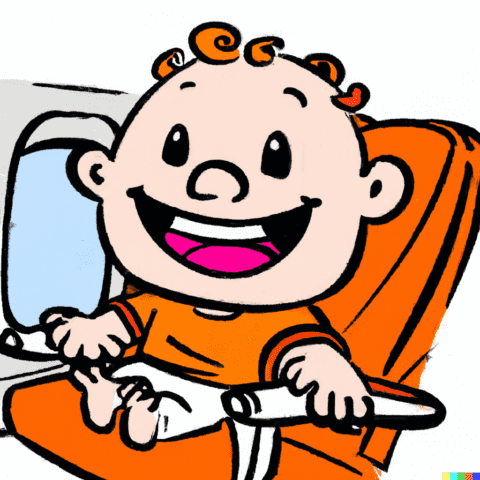 Smiling infant on plane