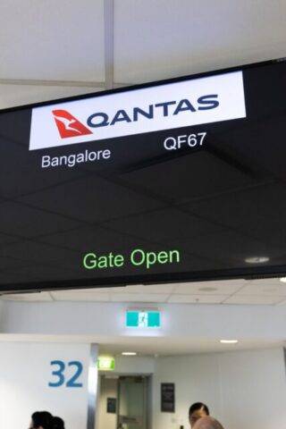 Qantas flight to Bangalore