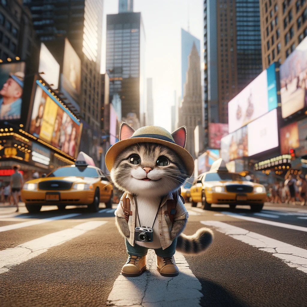 a cat backpacking in NYC