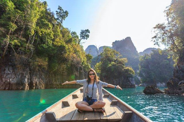 Girl travelling on boat